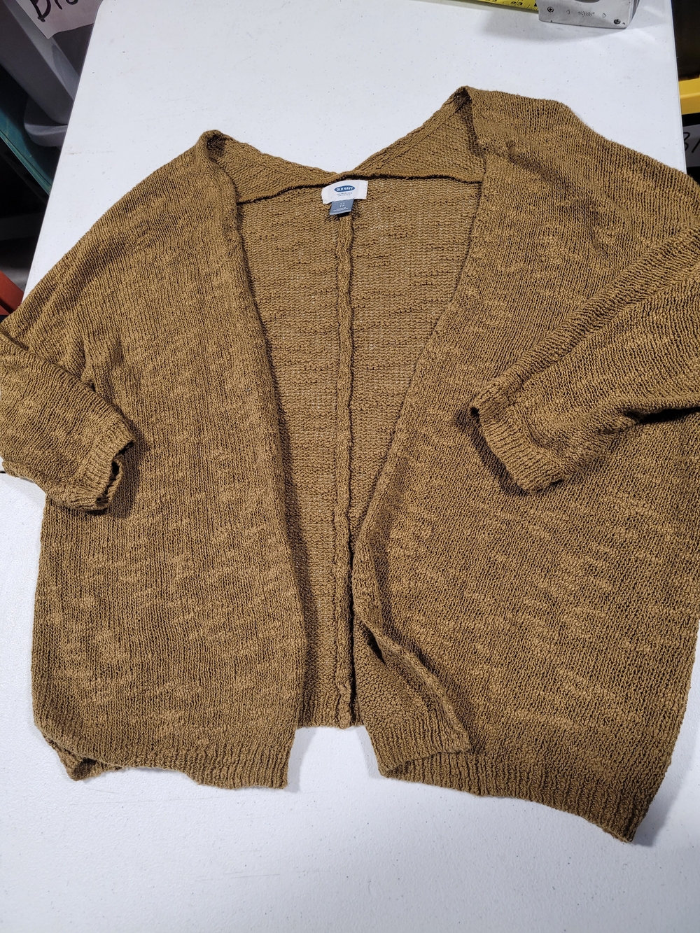Old Navy Open-Front Mustard Brown Knit Cardigan